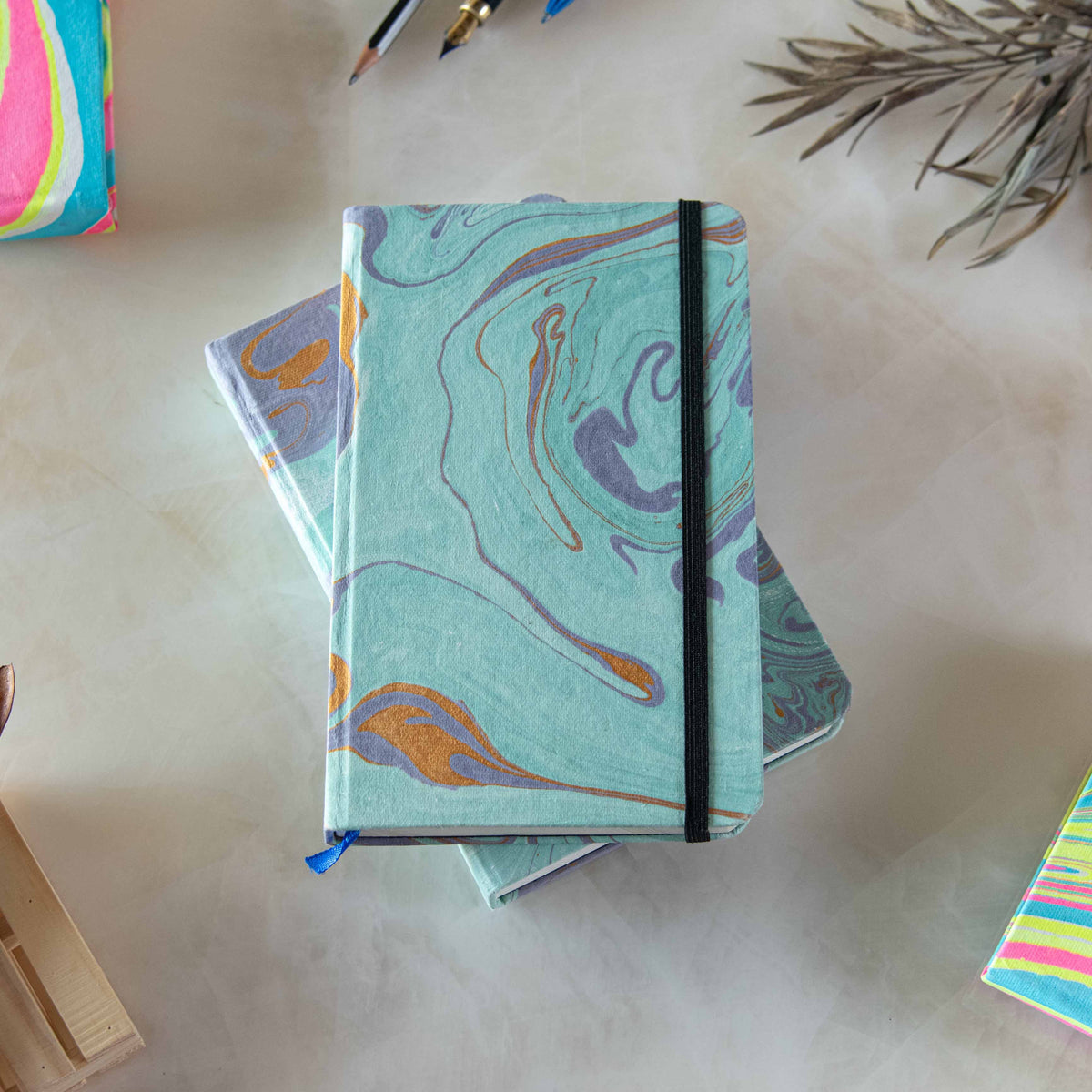 Marbled Printed Cover Hardbound Diary Journal