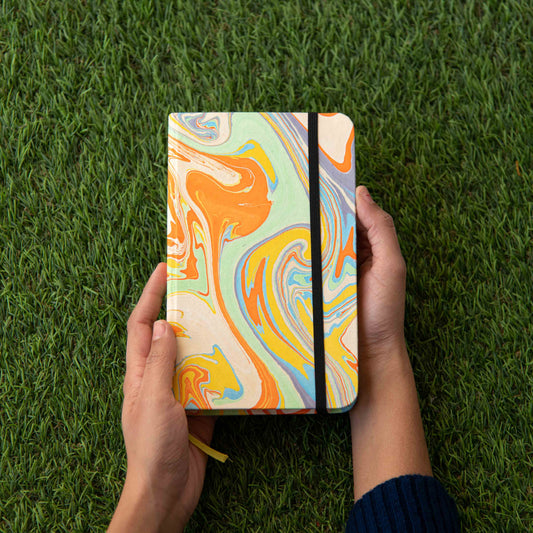 Marbled Cover Hardbound Unruled Diary Journal
