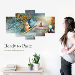 Set of Five MDF Framed 3D Wall Painting for Home Decoration, Big Size Painting for Living Room, Bedroom (24x50 inches)DR 48