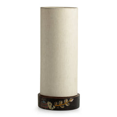 'The Brownie Elephant' Madhubani Hand-Painted Round Table Lamp In Wood