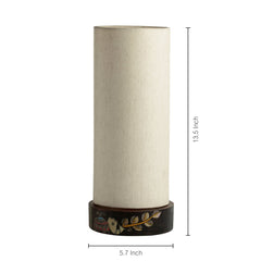 'The Brownie Elephant' Madhubani Hand-Painted Round Table Lamp In Wood