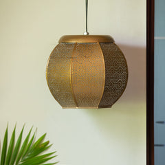 'Morrocan Treasure' Hand-etched Pendant Lamp In Iron (20.3 cm, Matte Finish)