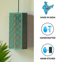 Morrocan Waves' Hand-etched Pendant Lamp In Iron (35.6 cm | Matte Finish)