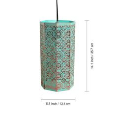Morrocan Waves' Hand-etched Pendant Lamp In Iron (35.6 cm | Matte Finish)