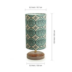 'Paisley-Carved' Table Lamp In Mango Wood (35.6 cm)