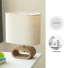 'Stacked Geometry' Decorative Wooden Table Lamp (32 cm)