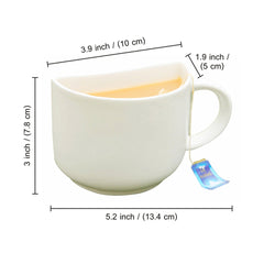 Unique Half Ceramic Cups Set In White