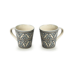 Arabian Nights' Hand-Painted Ceramic Tea & Coffee Mugs (Set of 2 | 240 ML | Microwave Safe)