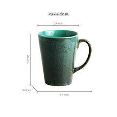 'Blues Of Sky' Studio Pottery Glazed Coffee Mug In Ceramic (320 ML, Microwave Safe)