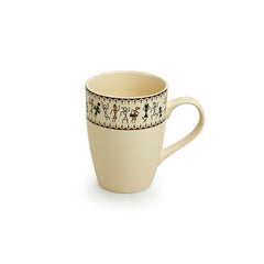 'Whispers of Warli' Handcrafted Ceramic Tea & Coffee Mug (300 ML, Microwave Safe)