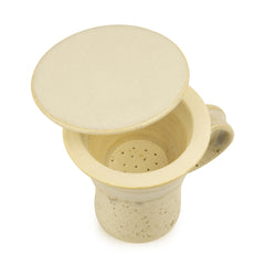 Handcrafted 'Studio Pottery' Green Tea Filter Mug In Creamish White