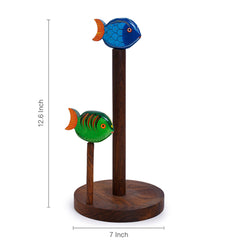 Hand-Painted Fishes Napkin Holder In Sheesham Wood