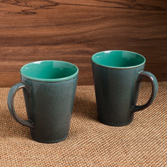 'Blues Of Sky' Studio Pottery Glazed Coffee Mugs In Ceramic (Set Of 2)
