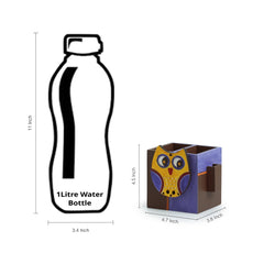 'Owl Motif' Cutlery & Toothpick Holder In Wood (3 Partitions)