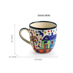 'The Hut Morning Companions' Hand-Painted Ceramic Tea & Coffee Cups (Set Of 6)