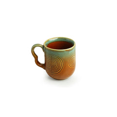 Peacock Boulevard' Hand-Engraved Ceramic Coffee & Tea Cups (Set of 6 | 180 ML | Microwave Safe)