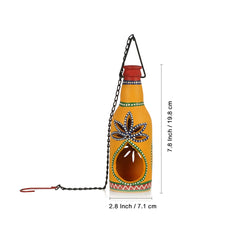 Hanging Bottle Shaped Handapinted Terracotta Tea Light Holder