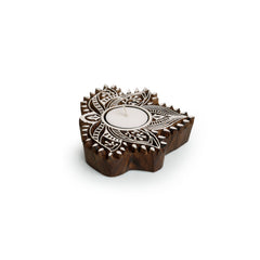 'Luminous Lotus' Hand-Carved Block Tea-Light Holder