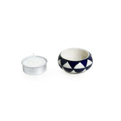 'Shimmering Mughals' Geometric Hand-painted Tea-Light Holders In Ceramic (Set of 6)