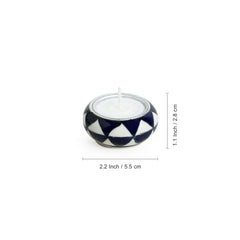 'Shimmering Mughals' Geometric Hand-painted Tea-Light Holders In Ceramic (Set of 6)