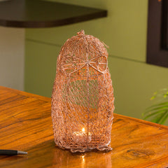 Golden Abstract Tea-Light Holder – Handcrafted Hanging Iron Decor