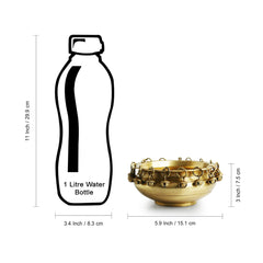 'Zeenat' Handcarved Brass Urli Bowl With Bells (15 cm, 600 ml, 940 grams)