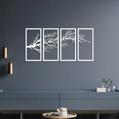 Elegant Tree Sprig Metal Wall Art (4 Piece)