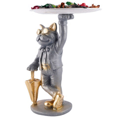 Cool Taddy Bear Showpiece for Home Decorative Showpiece | Taddy Bear with Paltter Statue for Home Decor Showpiece | Home Kitchen Decor | Office Decorative Item (White)