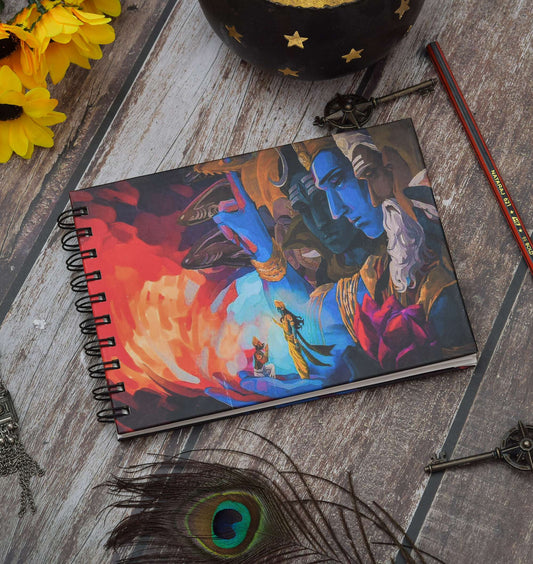 SHITAL CRAFTS Handmade Classic Krishna Printed Cardboard Writing sketching Diary for Different Purposes