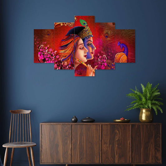 Set of Five MDF Framed 3D Wall Painting for Home Decoration, Big Size Painting for Living Room, Bedroom (24x50 inches)DR 48