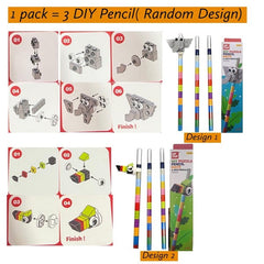 DIY Puzzle Pencil Mate, 1 Bock Set & 3pcs of Pencil, Elephant DIY Puzzle Pencil Mate for kids Pencil Set for kids Birthday Return Gifts School Stationery Set For Boys & Girls