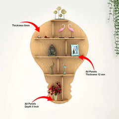 Hot Air Balloon Backlit Designer Wooden Wall Shelf / Book Shelf / Night Light, Light Oak Finish