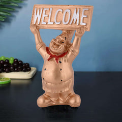 Resin Showpiece Cute Chef Figurine Miniature Statue Ornaments Welcome Board Table Dcor For Kitchen Decoration items for Restaurant