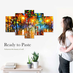 Set of Five MDF Framed 3D Wall Painting for Home Decoration, Big Size Painting for Living Room, Bedroom (24x50 inches)DR 48