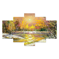 Set of Five MDF Framed 3D Wall Painting for Home Decoration, Big Size Painting for Living Room, Bedroom (17x30 inches)WE 1