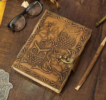 Genuine Leather Diary | Vintage Handmade Leather Journal | Premium Antique String Closure | 200 Handmade Deckle Edge Antique Pages -1