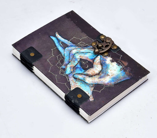 Handmade Printed Cardboard Journal Diary with Buckle Lock Unruled 200 Pages Notepad Personal Diaries for Men and Women -1