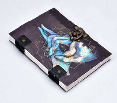 Handmade Printed Cardboard Journal Diary with Buckle Lock Unruled 200 Pages Notepad Personal Diaries for Men and Women -1
