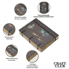 Handmade Printed Cardboard Journal Diary with Buckle Lock Unruled 200 Pages Notepad Personal Diaries for Men and Women -1