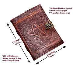 Leather Journal Diary with metal lock vintage Journal handmade 200 pages white unruled|travel Diary|personal journal -1