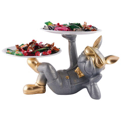 Decoration Cool Dog Showpiece With Plate for Home Decor Item | Kitchen,Bedroom,Office,Dinning Table Decorative Item (Black)