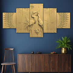 Set of Five MDF Framed 3D Wall Painting for Home Decoration, Big Size Painting for Living Room, Bedroom (24x50 inches)DR 48