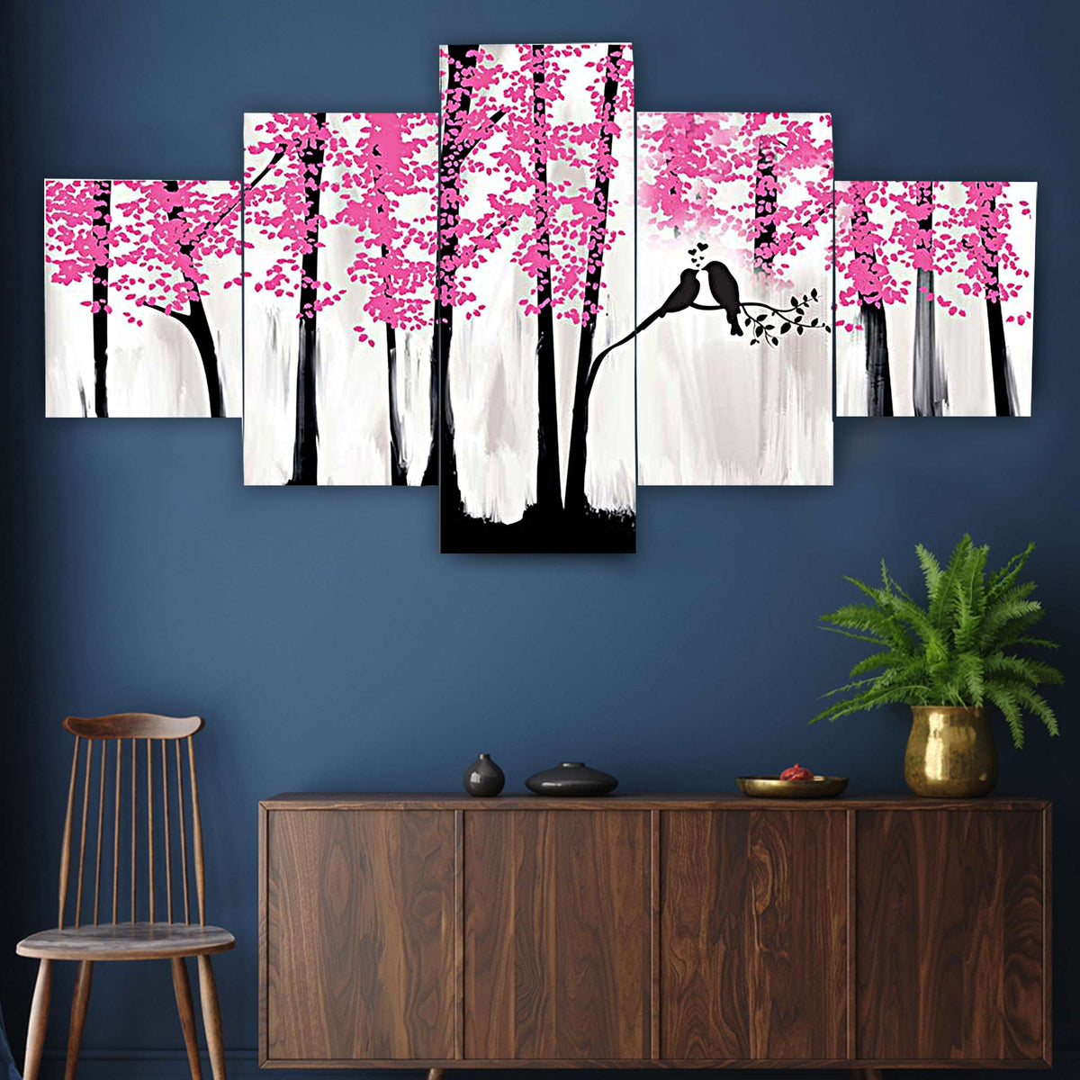 Set of Five MDF Framed 3D Wall Painting for Home Decoration, Big Size Painting for Living Room, Bedroom (24x50 inches)DR 48