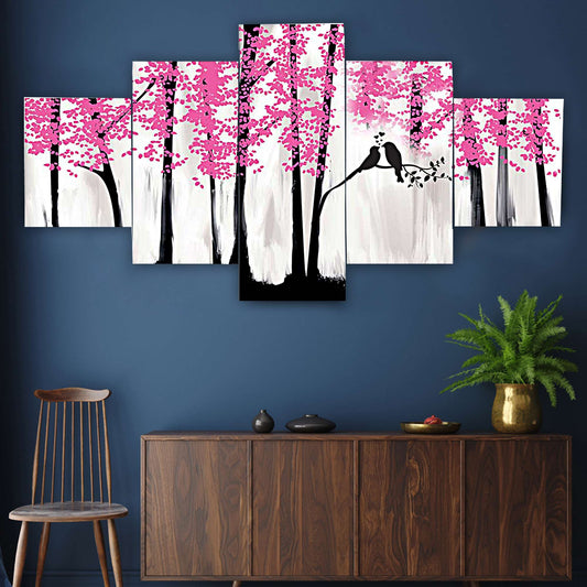 Set of Five MDF Framed 3D Wall Painting for Home Decoration, Big Size Painting for Living Room, Bedroom (24x50 inches)DR 48