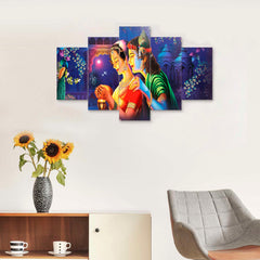 Set of Five MDF Framed 3D Wall Painting for Home Decoration, Big Size Painting for Living Room, Bedroom (24x50 inches)DR 48