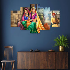 Set of Five MDF Framed 3D Wall Painting for Home Decoration, Big Size Painting for Living Room, Bedroom (24x50 inches)DR 53