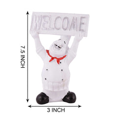Resin Showpiece Cute Chef Figurine Miniature Statue Ornaments Welcome Board Table Dcor For Kitchen Decoration items for Restaurant
