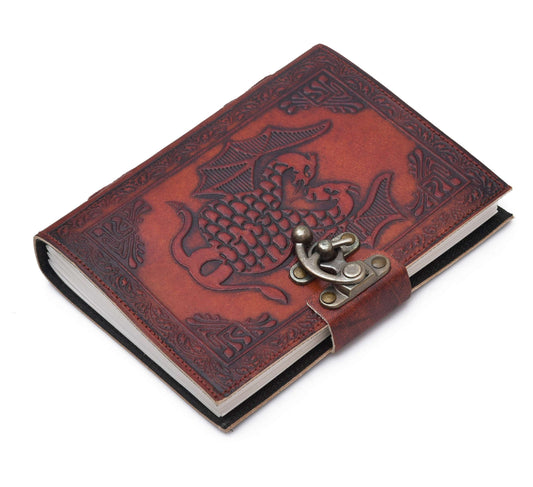 Leather Journal Diary with metal lock vintage Journal handmade 200 pages white unruled|travel Diary|personal journal -1
