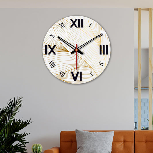 Line Waves Wooden Wall Clock For Living Room