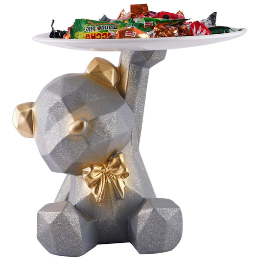 Decoration Cool Bear Showpiece for Home Shelves Decor Item, Home Kitchen Decor,Office Decor,Resin, Multifunctional,Phone,Wallets-Unique Shelf & Tabletop Decoration (Grey)